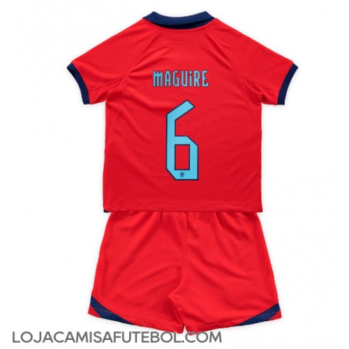 Camisa de Futebol Inglaterra Harry Maguire #6 Equipamento Secundário Infantil Mundo 2022 Manga Curta (+ Calças curtas)